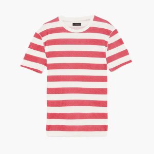 Red and white striped women's short-sleeved shirt